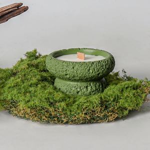 Bougie artisanale en céramique, style mousse verte, parfumée à la cire de soja, décoration minimaliste pour la maison - Product Image 1