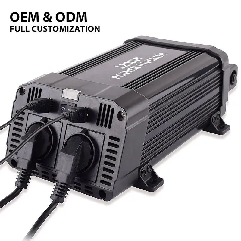 OEM 1200W 1000 Watt saf sinüs dalgası güç inverteri 12V 24V DC 110V 220V AC Off-Grid araç invertörü 2000W tepe dönüştürücüler Inverters