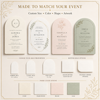 Cartes d'invitation de mariage personnalisées en forme d'arche, autocollants, étiquettes, papier épais en coton, impression personnalisée pour mariages et anniversaires