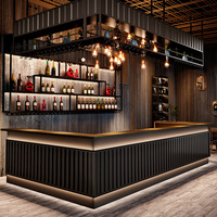 Comptoir de café en bois pour bar à café/thé au lait, vitrine avec éclairage LED, design de boutique