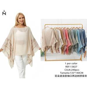 Suéter estilo onda floral 135*140CM con puños bordados en ambos lados - Product Image 3