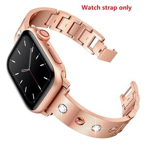 Nouveau bracelet de montre en alliage de zinc pour Apple Watch Ultra 49 mm SE 44 mm 42 mm 38 mm, bracelet de montre en métal serti de diamants amovible de 20 mm - Product Image 1