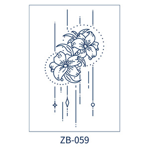 Pegatina de tatuaje de simulación de hierbas de <span class=keywords><strong>flor</strong></span> geométrica azul oscuro 2 semanas arte corporal semipermanente temporal - Product Image 5