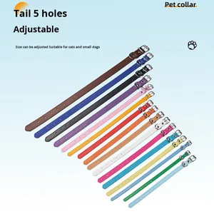 Luxury Adjustable PU Leather Dog Collar with Metal Buckle D Ring Modern Simple Style Training Collar <strong>Belt</strong> for Dogs and <strong>Cats</strong> - Product Image 5