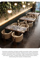 Ensemble de table et de chaises en quartzite minimaliste haut de gamme, facile à nettoyer, pour usage commercial, ensemble de meubles de restaurant en acier inoxydable