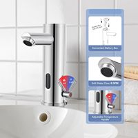 Mitigeur de lavabo moderne en laiton à poignée unique avec capteur de température infrarouge sans contact, à débit contrôlé, en céramique, monotrou, pour extérieur