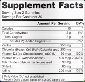 Gomitas Total Detox |   <span class=keywords><strong>Zeolita</strong></span>, Chlorella, Cardo mariano, Shilajit e Yodo |   Sabor a Frutos Rojos Mixtos |   Suplemento Dietético - Product Image 6