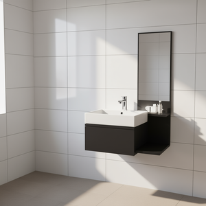 Elgin Black Floating Bathroom Vanity With <b>Mirror</b> Wall Mounted Minimalist Design - Product Image 2