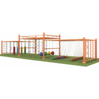 Équipement de terrain de jeu extérieur pour enfants avec barres de grimpe, échelle en corde, filet d'escalade et mur d'escalade pour écoles et parcs