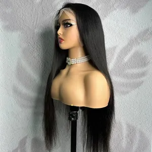 High Density 180% Virgin Brazilian Remy Peruvian European Human Hair Straight Transparent Lace 13x4 Frontal Wig For Black Women