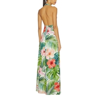 Robe longue maxi pour femme, col halter, imprimé floral tropical, élégante, sans manches, dos nu, pour l'été, la plage, les fêtes