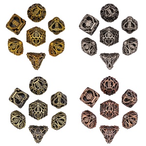 Juego de dados de metal antiguo hueco (dados de música) Juego de dados de metal Dungeons and Dragons coleccionables Juego completo de 7 dados en caja de metal - Product Image 1