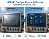 شاشة TMK مقاس 10.1 بوصة بدقة 1024*600 عالية السطوع من نوع A-Si TFT IPS LCD مع إضاءة خلفية LED مدمجة 1000 نيت RGB TTL RTP تعمل باللمس ومقاومة لأشعة الشمس