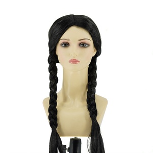 <span class=keywords><strong>Perruque</strong></span> Anime Double Tressée Sans Lacets, Thème Halloween Mardi Noir, Famille <span class=keywords><strong>Addams</strong></span>, Base en Réseau Interne Ordinaire K-Silk, pour le marché transfrontalier - Product Image 1