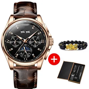 Relojes de negocios de alta calidad, máquina automática de nuevo diseño, bajo nivel de pedido, de cuero de lujo, venta al por mayor - Product Image 1