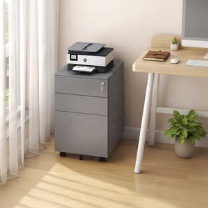 Armoire de classement mobile en acier moderne, compacte, à profil bas, écologique, à 3 tiroirs avec <span class=keywords><strong>roulettes</strong></span> pour le rangement de bureau à domicile dans les petits espaces - Product Image 3