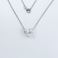 Collana con Pendente in Platino Pt950 con Diamante Coltivato in Laboratorio, Design Minimalista a Cuore, Regolabile, Gioielli Raffinati per Donne
