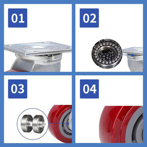 Schwerlast-Polypropylen-Lenkrolle Pulverbeschichtet Industrielle Transportrollen Breite 50mm Vollständig Verriegelbare Bremse Feststehend - Product Image 2