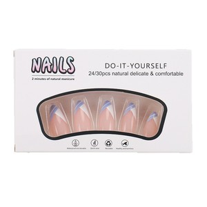 Lot de 24 faux ongles en acrylique à presser, style français romantique, pour rendez-vous et soirées - Product Image 5