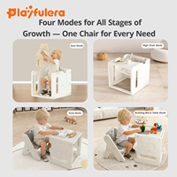 Silla de Comedor Multifuncional de Plástico para Niños Pequeños |   Silla de Crecimiento con 4 Modos |   Ayudante de Cocina |   Mesa de Bloques de Construcción para Estudio y Alimentación |