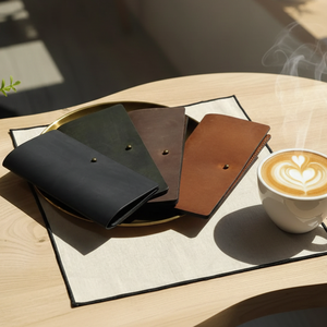 Carpeta de Cuero Genuino para Facturas con Ranura para Tarjetas para Restaurantes y Cafeterías, Carpeta Rústica para Comandas, Libro de Comandas Hecho a Mano - Product Image 6