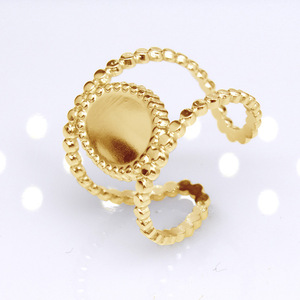 แหวนเปิดปรับขนาดได้ สแตนเลสสตีลเคลือบ PVD ทอง 18K คอลเลคชั่นสำหรับผู้หญิง |   ดีไซน์เรขาคณิต ลวดลายพื้นผิว และดีไซน์แบบโซ่ที่เป็นเอกลักษณ์ - Product Image 5