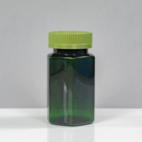 Bouteille hexagonale en PET de 120 cc avec bouchon doré brillant de 38 mm, emballage de qualité alimentaire pour capsules de vitamines et compléments alimentaires
