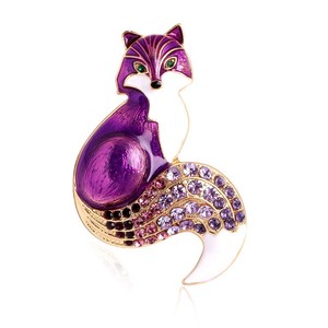 Broche Vintage Infantil de Raposa em Liga de Zinco Banhado a Ouro com Micro Inlay de Strass/Cristal, Joia Unissex para Presente - Product Image 3