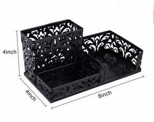 Metal Desk <b>Organizer</b> 3 Compartment Pen Holder for Desk Office Supplies Caddy with Sticky Notes Holder - Product Image 4