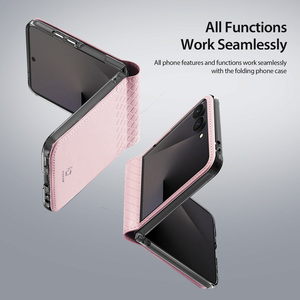 เหมาะสำหรับเคสโทรศัพท์หน้าจอพับได้ Zflip 8 แฟชั่นสำหรับผู้ชายและผู้หญิง ป้องกันได้รอบด้าน ทำจากหนัง พร้อมฝาพับในตัว - Product Image 4