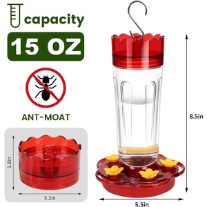 Comederos de Plástico para Exteriores, Resistentes a Hormigas, Paquete de 2, 15 Onzas, Rojos, con 5 Puertos de Alimentación - Product Image 3