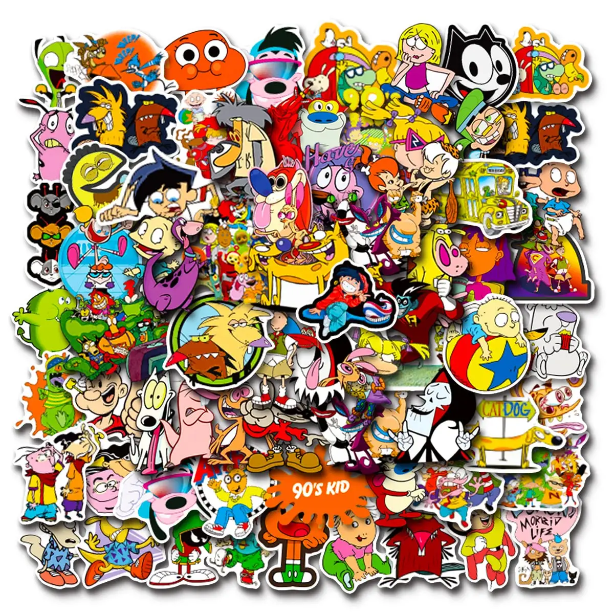90S Cartoon Stickers 100PCS Vinyl Waterproof Stickers for Laptop Water Bottles Cartoon Anime Stickers for Kids Teens Adult