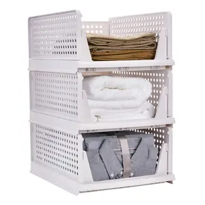 New Folding Closet Organizadores Armazenamento Caixa Empilhável Gaveta De Plástico Cesta para Roupas