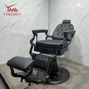 Poltrona da Barbiere Classica Personalizzabile con Schienale Reclinabile, Elegante Aspetto Antico e Struttura Nera di Alta Qualità - Product Image 2