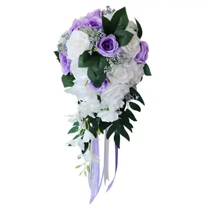 Bán Buôn PU Đẹp Ánh Sáng Trắng Hồng Vàng Wedding Bridal Hoa Tulip Flowers Bó Hoa Sắp Xếp Nhân Tạo Tulip Bouquet