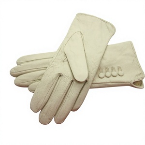 Guantes de Cuero Beige para Mujer, Largos hasta la Muñeca, Estilo Sencillo, Sin Forro, Transpirables, para Uso Diario Informal, Primavera y Otoño - Product Image 2