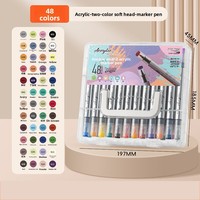 Ensemble d'étudiants pour enfants Stylo marqueur acrylique liquide droit à double extrémité Grande capacité pour dessiner Marqueurs d'art pour la peinture à la main