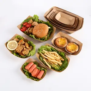 테이크 아웃 식품 포장 크래프트 종이 상자 옥수수 전분 식품 용기 종이 상자 맞춤형 개인 로고