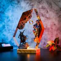 Lampu Figur Resin Buatan Tangan Bentuk Bunga Gaya Lord Rings, Lampu Malam untuk Rumah/Kamar Tidur, Kemasan Karton, Cocok untuk Hadiah