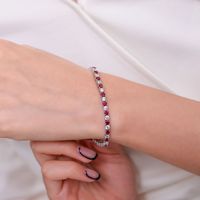 Ruizuan Bracelet à breloques de balle de Tennis pour femme fait à la main en laboratoire rubis 925 argent produit de bijoux