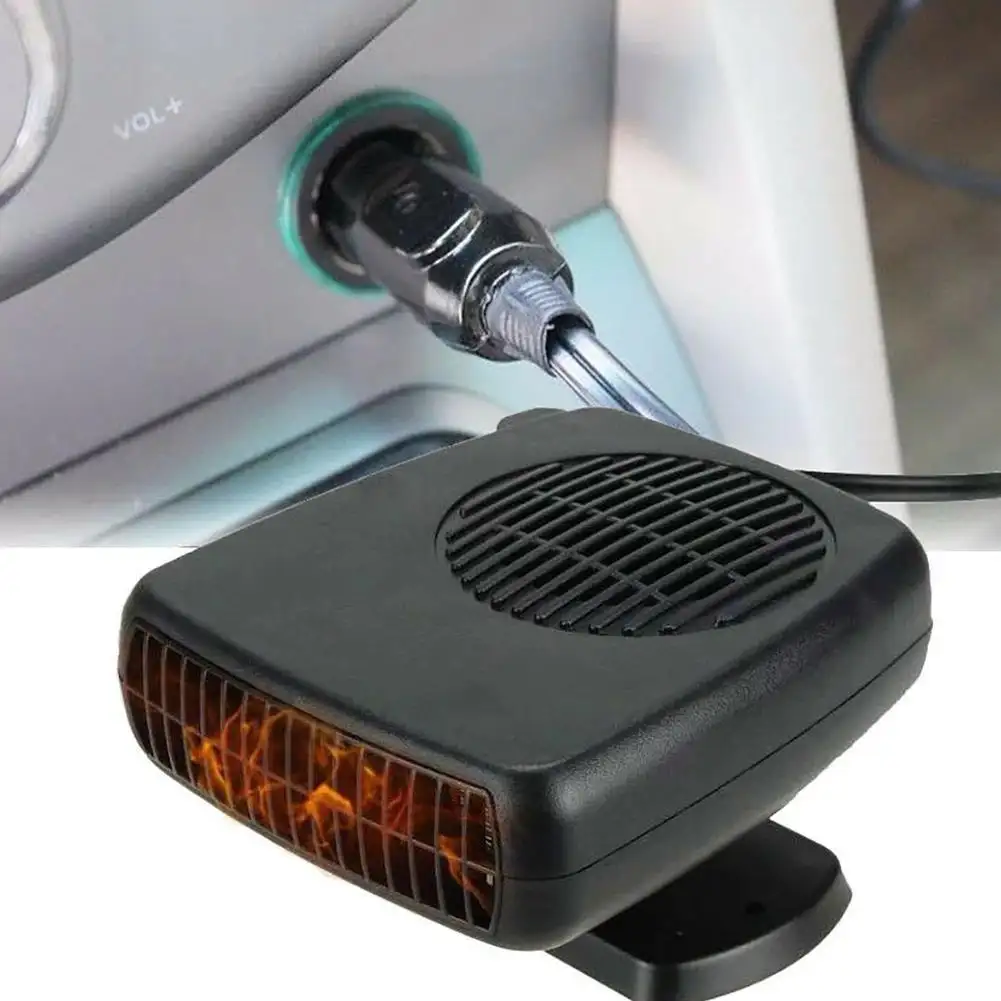 Calentador de aire eléctrico portátil para coche, dispositivo de calefacción de 12/24V y 200W con rotación de 360 grados, ventilador de aire eléctrico ABS con enchufe