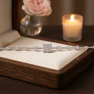 925 <b>Silver</b> Baguette And Round Moissanite Tennis <b>Bracelet</b> White Finish Fine Jewelry Women Fashion Gift Wrist Chain - Product Image 5