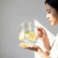 Carafe à eau froide en verre 51 oz, forme sphérique avec couvercle - Carafe à jus en borosilicate haute résistance à la chaleur pour fêtes et maison