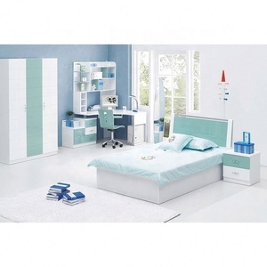 Cama moderna de diseño de madera para niños, dormitorio completo de un solo piso con pintura brillante, 20KAD042 - Product Image 4