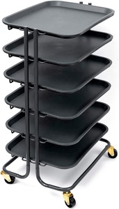 Brawers & Carts de rangement multifonctions Project Cart Storage Rack 6-Tier Golden Rolling Wheels Wire + ABS Storage Plate - Product Image 2