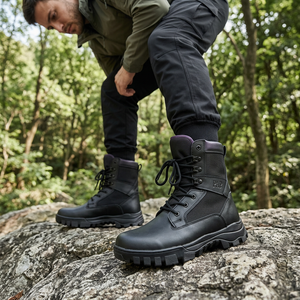 DSF74 PAP Leather Tactical <b>Boots</b> Waterproof Outdoor All Seasons <b>Black</b> Men <b>Work</b> <b>Boot</b> - Product Image 4
