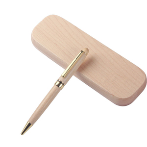 Juego de Bolígrafos de Madera Clara con Logotipo Personalizado, Regalos de Lujo, Bolígrafo de Bambú con Detalles Dorados MB y Caja de Madera - Product Image 2