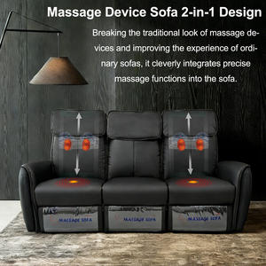 Sofá de Masaje Eléctrico de Tres Plazas con Cuero Genuino, Control Remoto, Función de Masaje en la Espalda con Reclinación a Cero, Estilo Cápsula Espacial Familiar - Product Image 4
