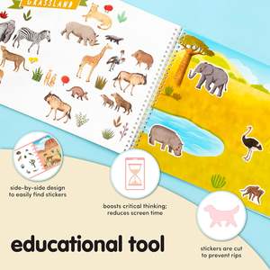 500 + animaux autocollants pour enfants et 12 pages à colorier tout-petits garçons filles adolescents livre d'activités amusant autocollant livres - Product Image 3