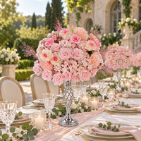 Bouquet de fleurs artificielles en soie rose poudré, moderne et personnalisé, pour centre de table de mariage, arrangement floral pour la décoration de réception